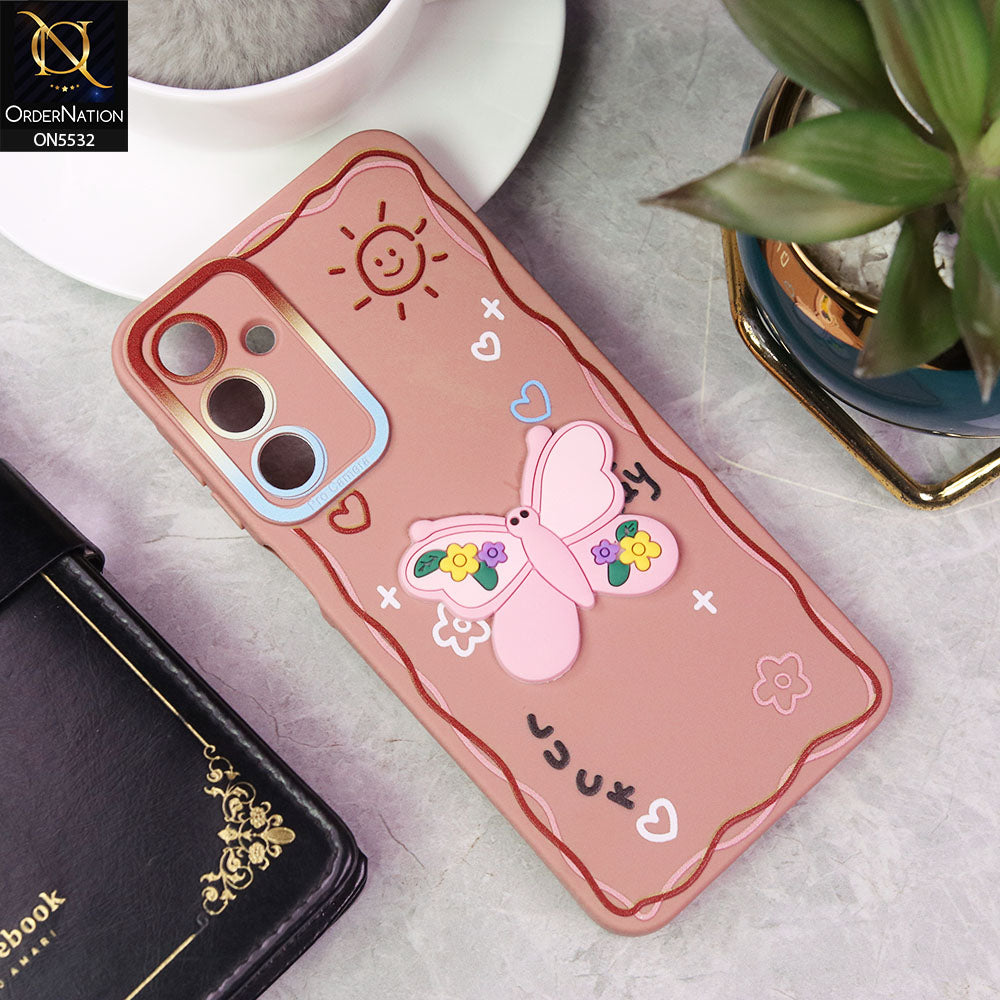 Samsung Galaxy A16 Cover - PInk - New Cute 3D Butterfly Luck Soft Case With Camera Protection