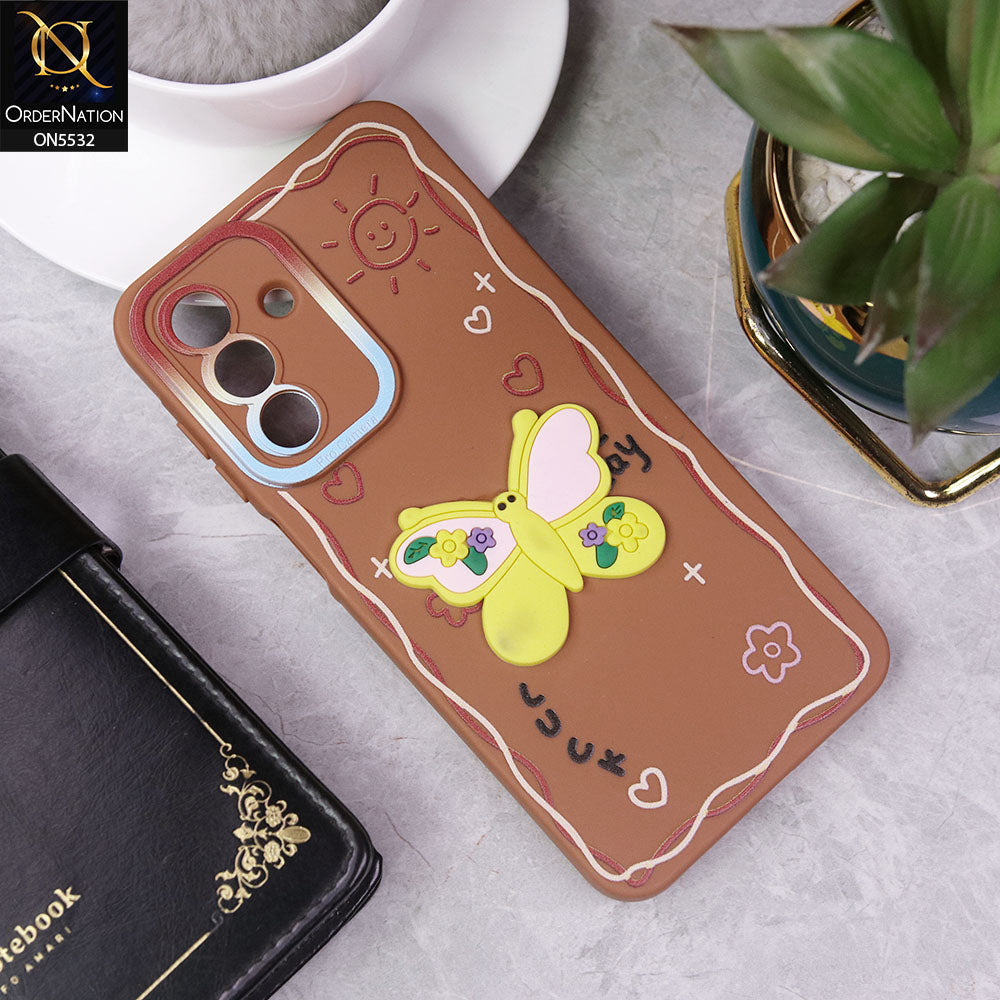 Samsung Galaxy A26 Cover - Brown - New Cute 3D Butterfly Luck Soft Case With Camera Protection