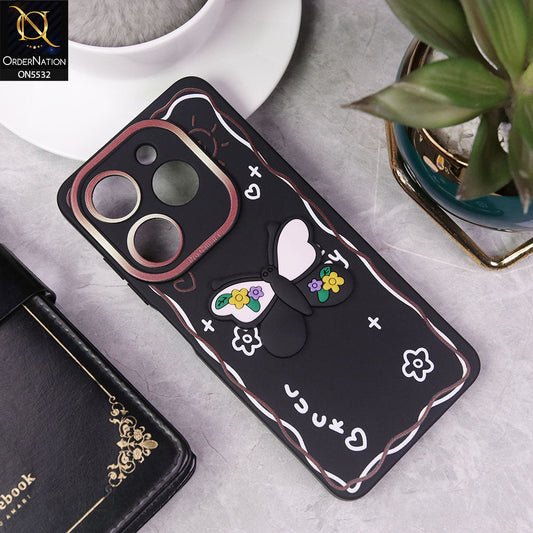 Infinix Smart 8 Pro Cover - Black - New Cute 3D Butterfly Luck Soft Case With Camera Protection