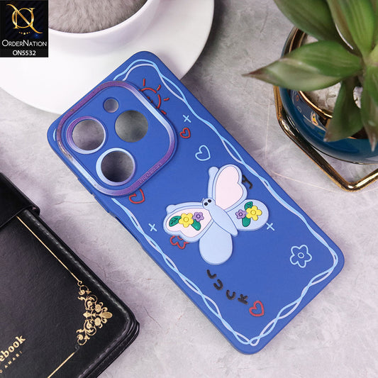 Infinix Hot 40i Cover - Blue - New Cute 3D Butterfly Luck Soft Case With Camera Protection