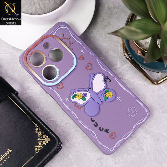Infinix Hot 40i Cover - Purple - New Cute 3D Butterfly Luck Soft Case With Camera Protection