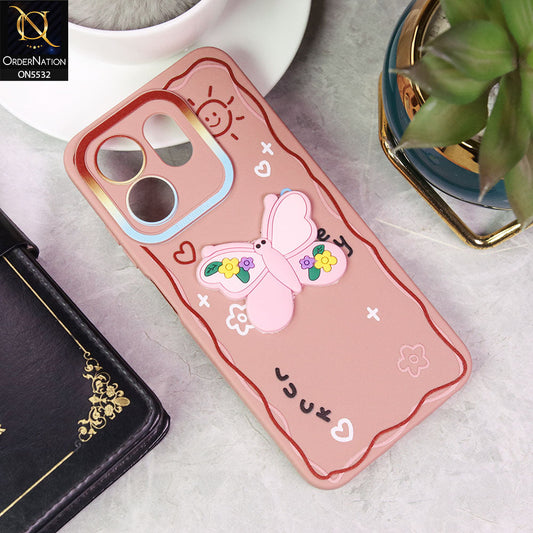 Infinix Smart 9 Cover - PInk - New Cute 3D Butterfly Luck Soft Case With Camera Protection
