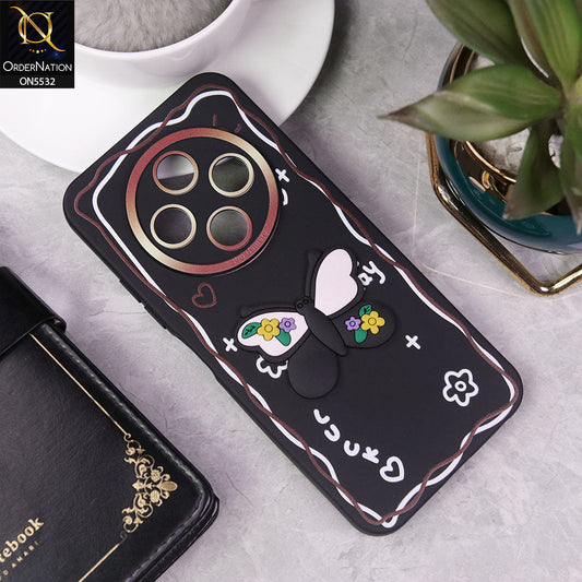 Tecno Spark 30C 4G Cover - Black - New Cute 3D Butterfly Luck Soft Case With Camera Protection