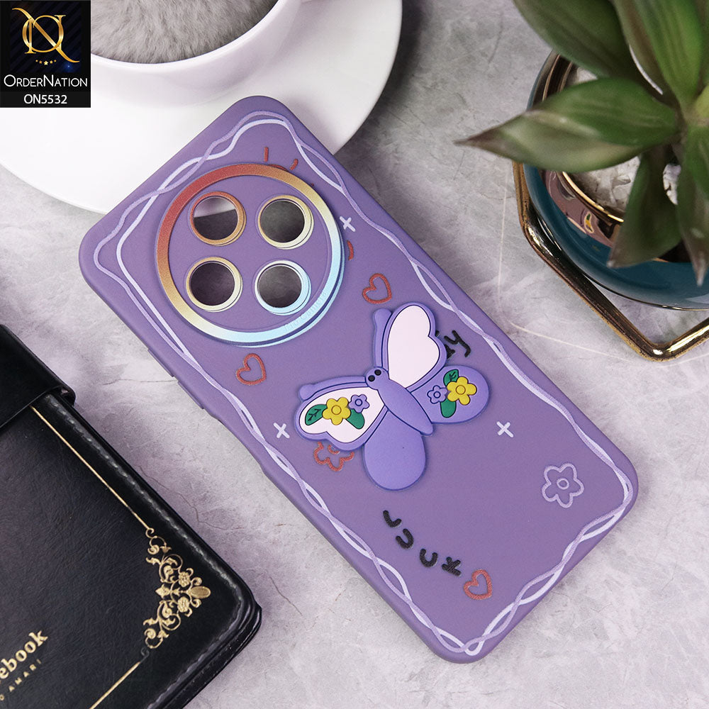 Tecno Spark 30C 4G Cover - Purple - New Cute 3D Butterfly Luck Soft Case With Camera Protection
