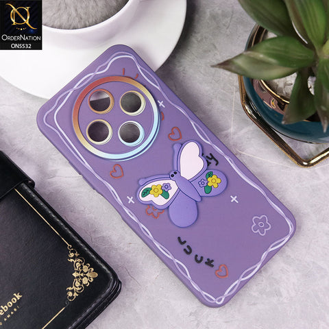 Tecno Spark 30C 4G Cover - Purple - New Cute 3D Butterfly Luck Soft Case With Camera Protection