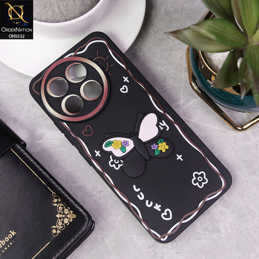 Tecno Spark 30 Pro Cover - Black - New Cute 3D Butterfly Luck Soft Case With Camera Protection
