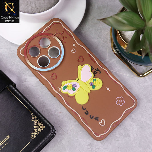 Tecno Spark 30 Pro Cover - Brown - New Cute 3D Butterfly Luck Soft Case With Camera Protection