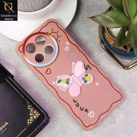 Tecno Spark 30 Pro Cover - PInk - New Cute 3D Butterfly Luck Soft Case With Camera Protection