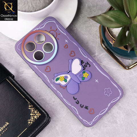 Tecno Spark 30 Pro Cover - Purple - New Cute 3D Butterfly Luck Soft Case With Camera Protection