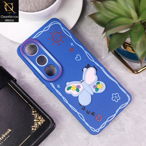 Vivo V50 Lite Cover - Blue - New Cute 3D Butterfly Luck Soft Case With Camera Protection