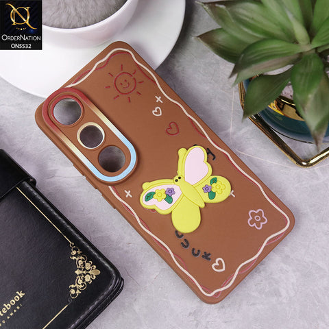 Vivo V50 Lite Cover - Brown - New Cute 3D Butterfly Luck Soft Case With Camera Protection