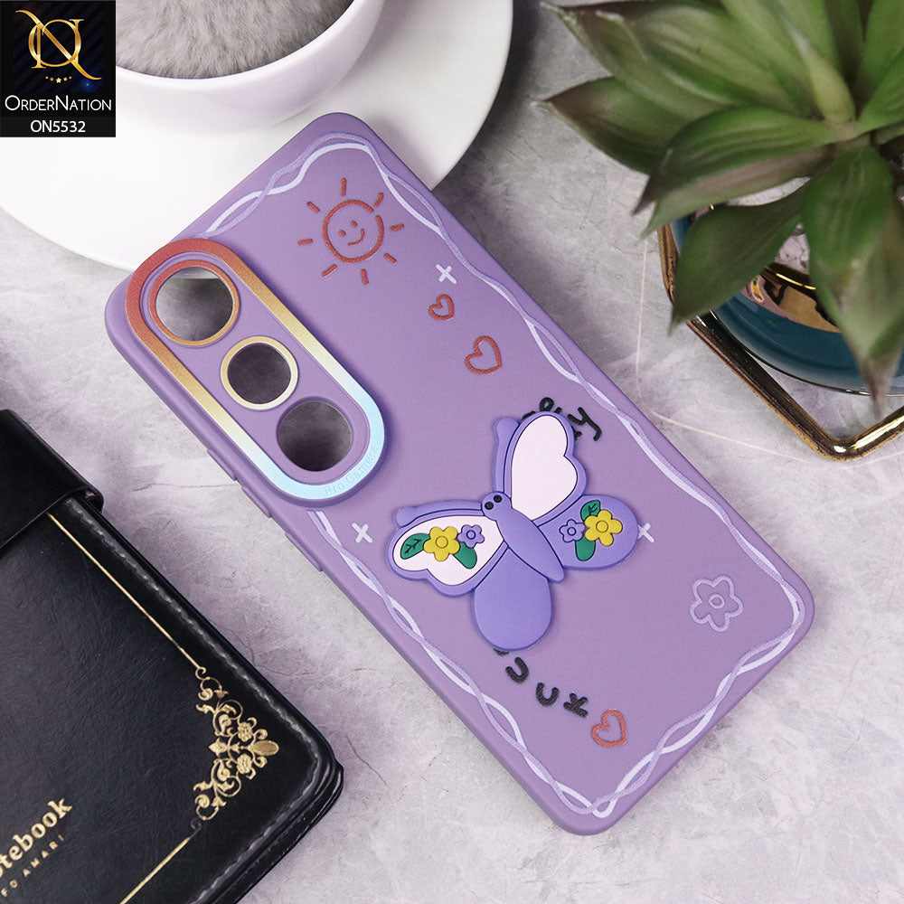 Vivo V50 Lite Cover - Purple - New Cute 3D Butterfly Luck Soft Case With Camera Protection
