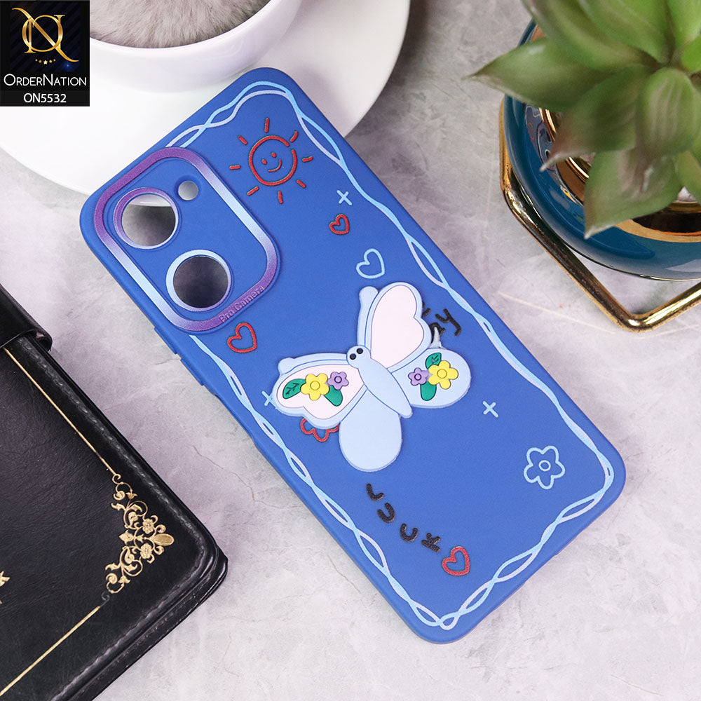 Vivo Y18 Cover - Blue - New Cute 3D Butterfly Luck Soft Case With Camera Protection