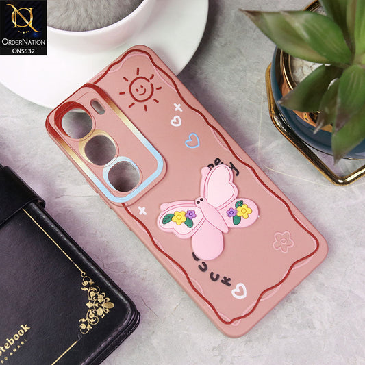 Vivo Y19s Pro Cover - PInk - New Cute 3D Butterfly Luck Soft Case With Camera Protection