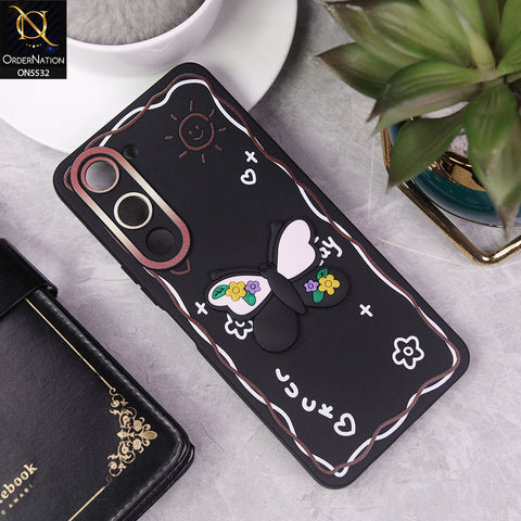 Vivo Y04 Cover - Black - New Cute 3D Butterfly Luck Soft Case With Camera Protection