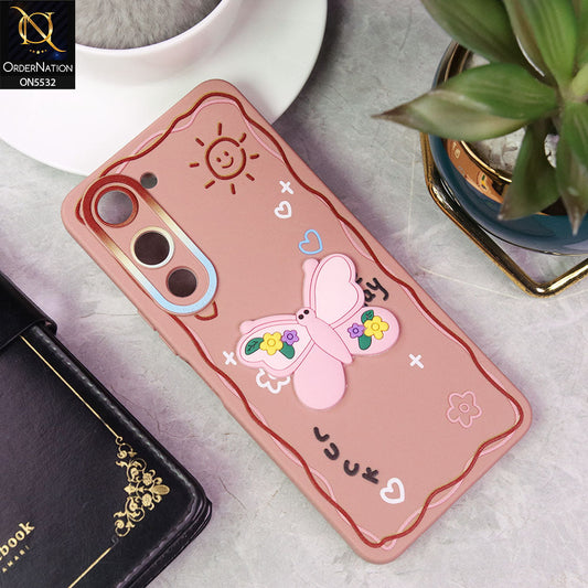 Vivo Y04 Cover - PInk - New Cute 3D Butterfly Luck Soft Case With Camera Protection