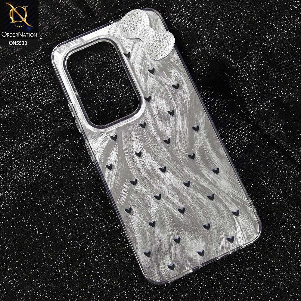 Infinix Hot 50 Pro Cover - Design 2 -  New Shiny Heart And Smily Soft Case With Crystal Bow