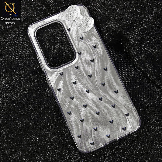 Infinix Hot 50 Pro Cover - Design 2 -  New Shiny Heart And Smily Soft Case With Crystal Bow