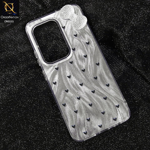 Infinix Hot 50 Pro Cover - Design 2 -  New Shiny Heart And Smily Soft Case With Crystal Bow