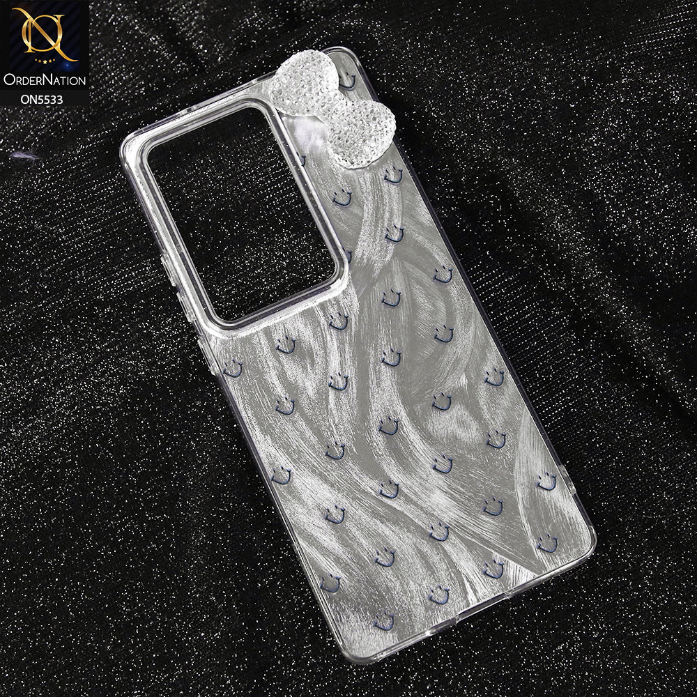 Infinix Hot 50 Pro Plus Cover - Design 1 -  New Shiny Heart And Smily Soft Case With Crystal Bow