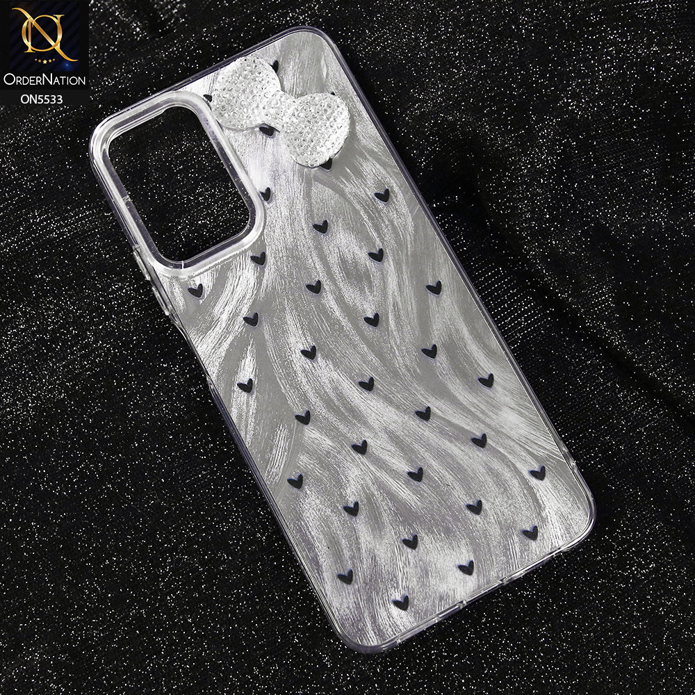 Oppo A3 5G Cover - Design 2 -  New Shiny Heart And Smily Soft Case With Crystal Bow