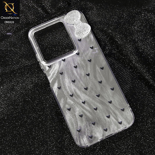 Realme Note 50 Cover - Design 2 -  New Shiny Heart And Smily Soft Case With Crystal Bow