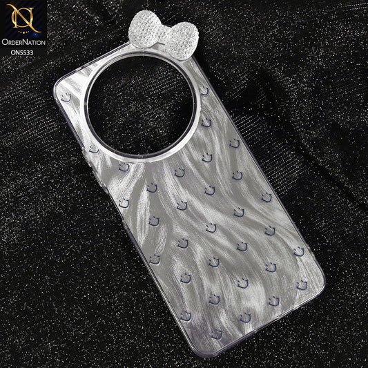 Xiaomi Redmi A3 Cover - Design 1 -  New Shiny Heart And Smily Soft Case With Crystal Bow