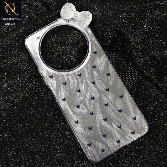 Xiaomi Redmi A3 Cover - Design 2 -  New Shiny Heart And Smily Soft Case With Crystal Bow