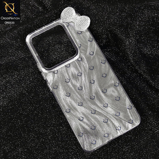 Xiaomi Redmi Note 14 4G Cover - Design 1 -  New Shiny Heart And Smily Soft Case With Crystal Bow