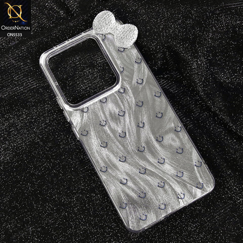 Xiaomi Redmi Note 14 4G Cover - Design 1 -  New Shiny Heart And Smily Soft Case With Crystal Bow