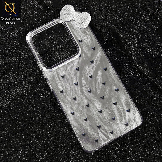 Xiaomi Redmi Note 14 4G Cover - Design 2 -  New Shiny Heart And Smily Soft Case With Crystal Bow