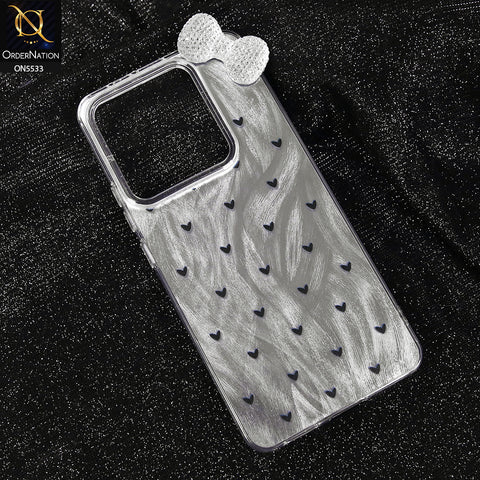Xiaomi Redmi Note 14 4G Cover - Design 2 -  New Shiny Heart And Smily Soft Case With Crystal Bow