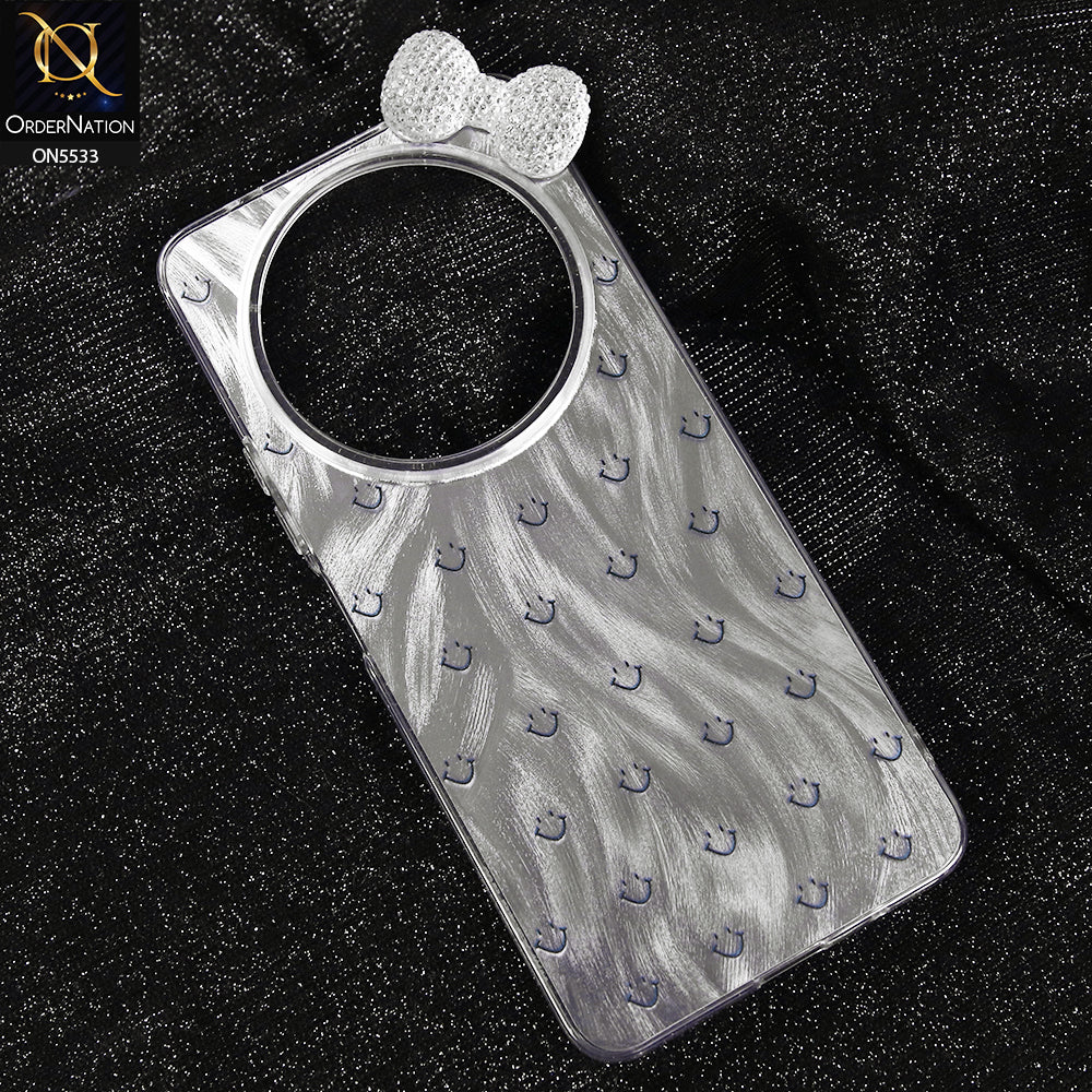 Oppo Reno 12F Cover - Design 1 -  New Shiny Heart And Smily Soft Case With Crystal Bow