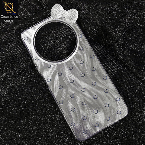 Oppo Reno 12F Cover - Design 1 -  New Shiny Heart And Smily Soft Case With Crystal Bow