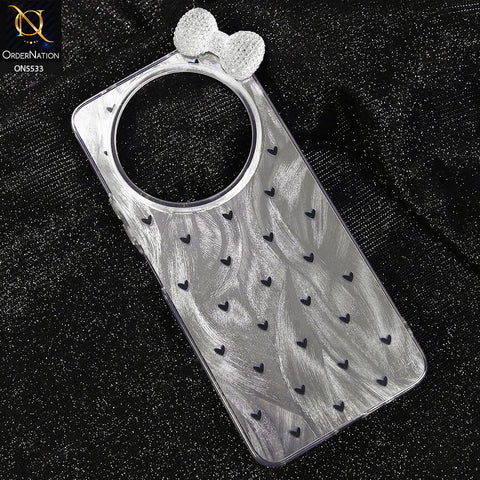 Oppo Reno 12F 4G Cover - Design 2 -  New Shiny Heart And Smily Soft Case With Crystal Bow