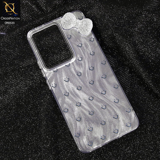 Oppo Reno 13F 4G Cover - Design 1 -  New Shiny Heart And Smily Soft Case With Crystal Bow