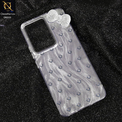 Oppo Reno 13F 4G Cover - Design 1 -  New Shiny Heart And Smily Soft Case With Crystal Bow