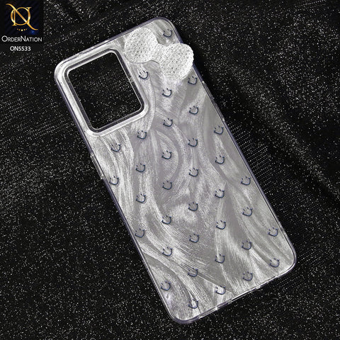 Oppo F21 Pro 4G Cover - Design 1 -  New Shiny Heart And Smily Soft Case With Crystal Bow
