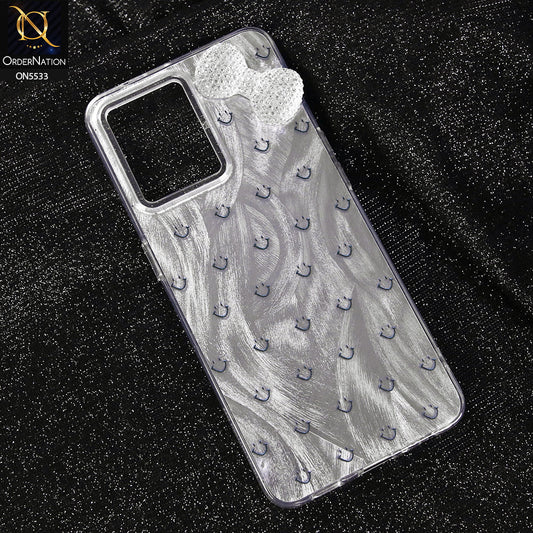 Oppo Reno 7 4G Cover - Design 1 -  New Shiny Heart And Smily Soft Case With Crystal Bow