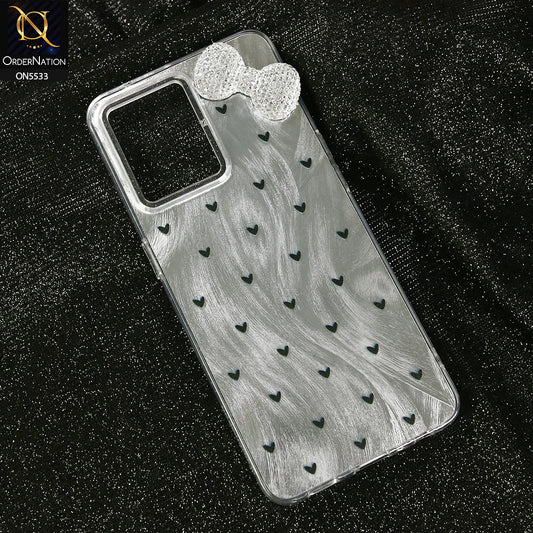 Oppo F21 Pro 4G Cover - Design 2 -  New Shiny Heart And Smily Soft Case With Crystal Bow