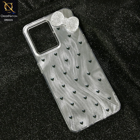 Oppo Reno 7 4G Cover - Design 2 -  New Shiny Heart And Smily Soft Case With Crystal Bow