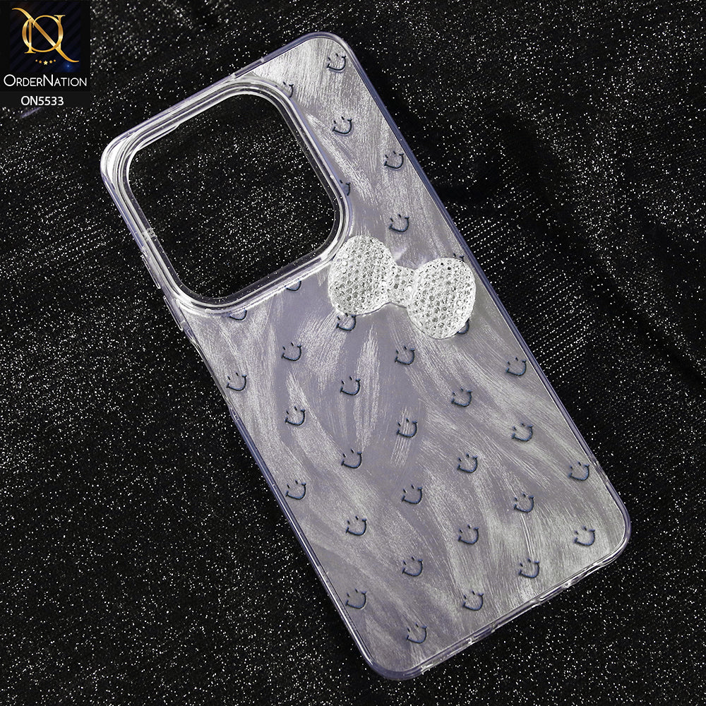 Tecno Pop 8 Cover - Design 1 -  New Shiny Heart And Smily Soft Case With Crystal Bow
