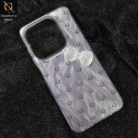Tecno Spark Go 2024 Cover - Design 1 -  New Shiny Heart And Smily Soft Case With Crystal Bow