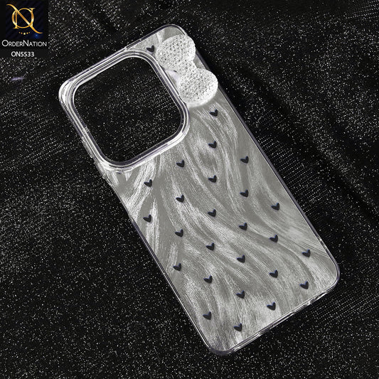 Tecno Spark Go 2024 Cover - Design 2 -  New Shiny Heart And Smily Soft Case With Crystal Bow