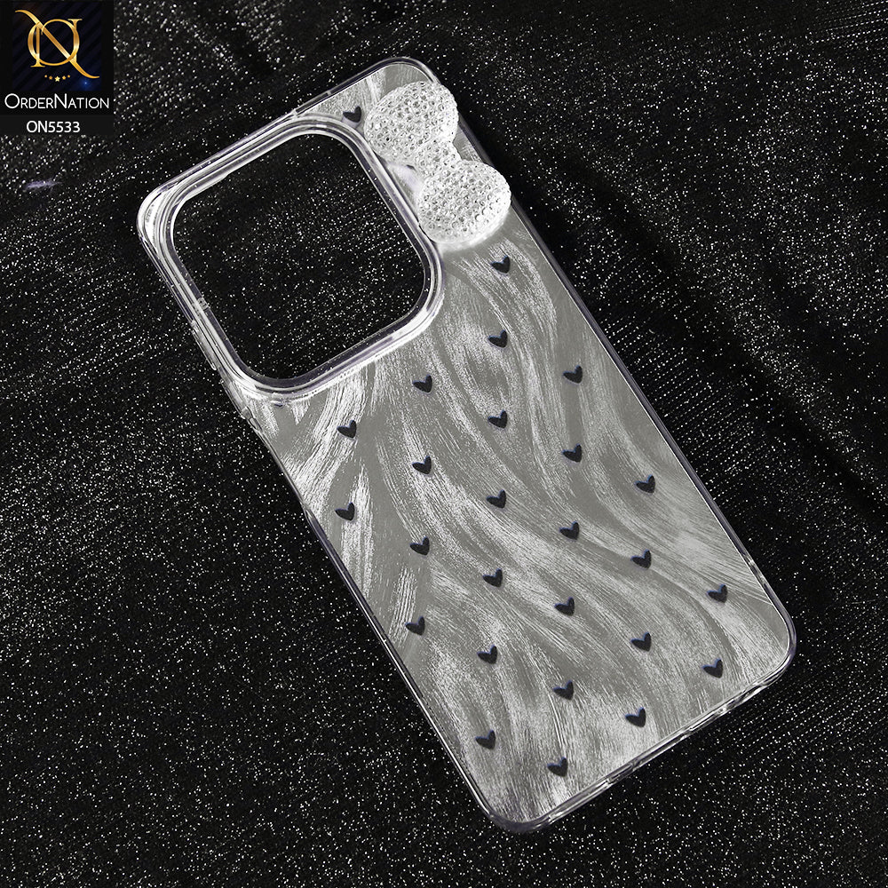 Infinix Smart 8 Pro Cover - Design 2 -  New Shiny Heart And Smily Soft Case With Crystal Bow