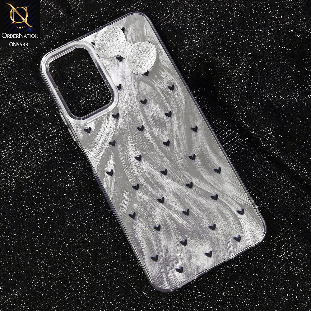 Vivo V23e 5G Cover - Design 2 -  New Shiny Heart And Smily Soft Case With Crystal Bow