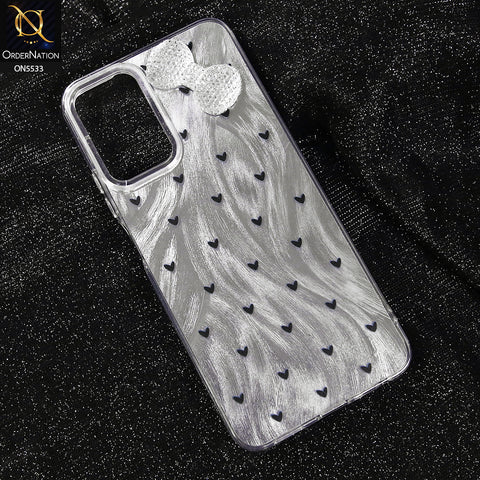 Vivo V23e 5G Cover - Design 2 -  New Shiny Heart And Smily Soft Case With Crystal Bow