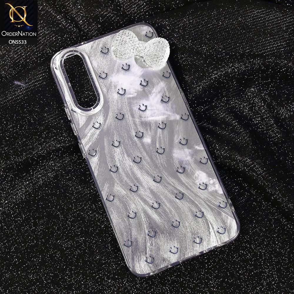 Vivo S1 Cover - Design 1 -  New Shiny Heart And Smily Soft Case With Crystal Bow