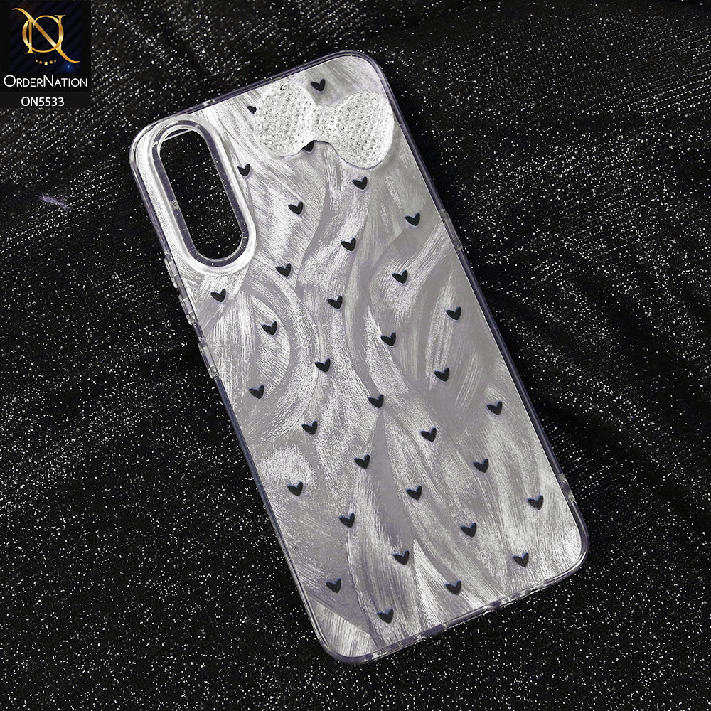 Vivo S1 Cover - Design 2 -  New Shiny Heart And Smily Soft Case With Crystal Bow
