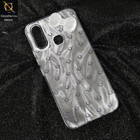 Vivo Y12 Cover - Design 1 -  New Shiny Heart And Smily Soft Case With Crystal Bow